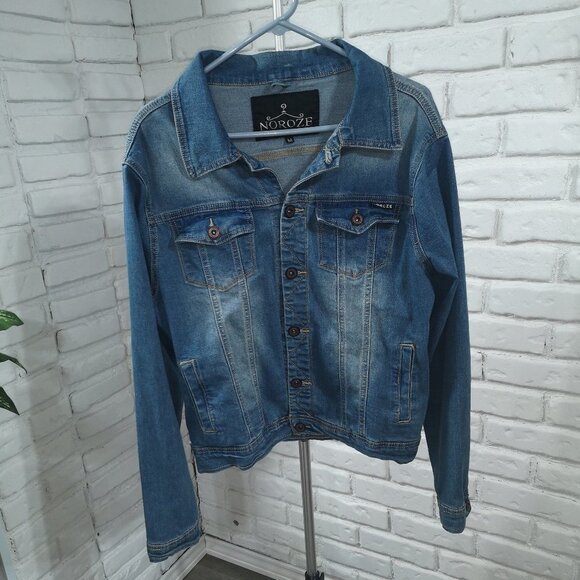 Noroze Men's Button Closure Size Medium Jean Jacket - Picture 1 of 13